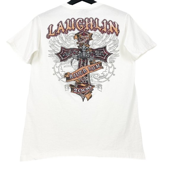 2009 LAUGHLIN RIVER RUN CROSS White Graphic T-Shirt Size S - Picture 10 of 16